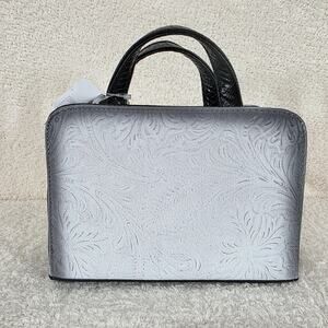 Floral Embossed Mexican WhiteLeather Crossbody Handbag